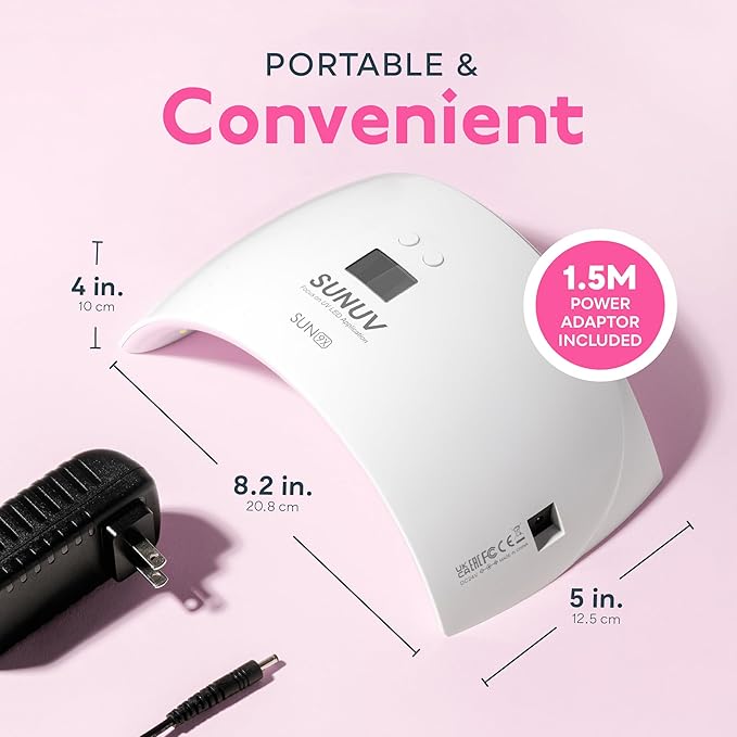 SUNUV UV Light for Nails Dryer for Gel Polish with Sensor 2 Timers and Display SUN9X Plus UV Nail Lamp Pink