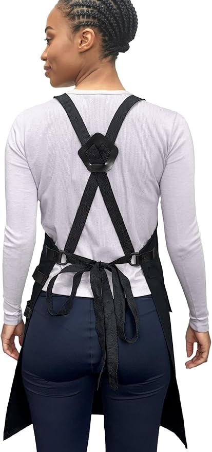 Under NY Sky Cross-Back Barber Apron ? Heavy-Duty Nylon Water and Chemical Resistant Flapped Pocket ? Adjustable for Men Women ? Pro Hair Stylist Salon Colorist Artist