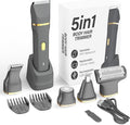 KINGTEE 5-in-1 Electric Bikini Trimmer for Women ? IPX7 Waterproof Shaver Cordless Body &amp Facial Razors for Women Ceramic Blades USB-C Rechargeable Painless Hair Removal Kit (Light Black)