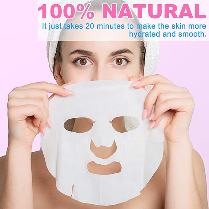 VESPRO 100 Pack Collagen Essence Sheet Facial Masks Bulk Face Masks Skincare Hydrating Face Masks for All Skin Types Moisturizing and Soothing Skin Care Spa Face Mask