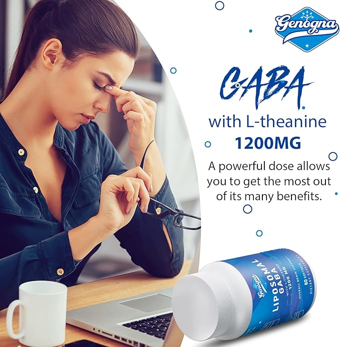 Liposomal GABA with L-Theanine 1200mg - 2 Pack High Bioavailable GABA Supplements120 Capsules for Adults