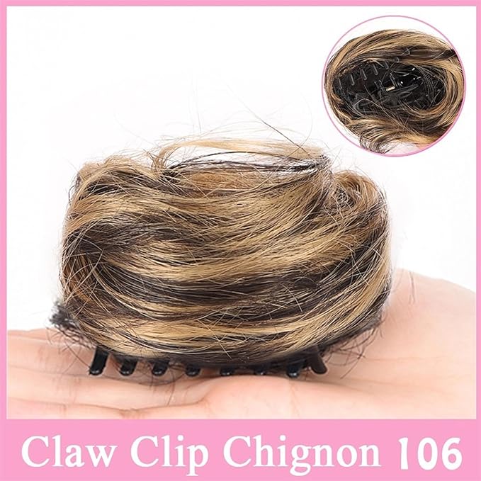 messy bun hair piece Space Buns Hair Pieces Mini Claw Clip in Hair Bun Messy Cat Ears Hair Bun Extension Synthetic Donut Wig Accessory Updo Hairpieces for Women Girls hair buns hair piece(106)