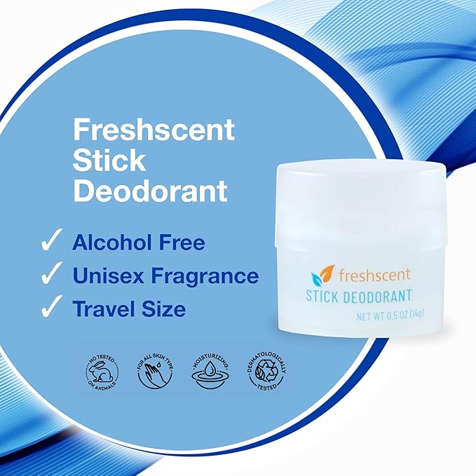 (144 Pack) Freshscent 0.5 oz. Stick Deodorant Travel Size Alcohol Free light fragrance bulk packed and perfect for donations.