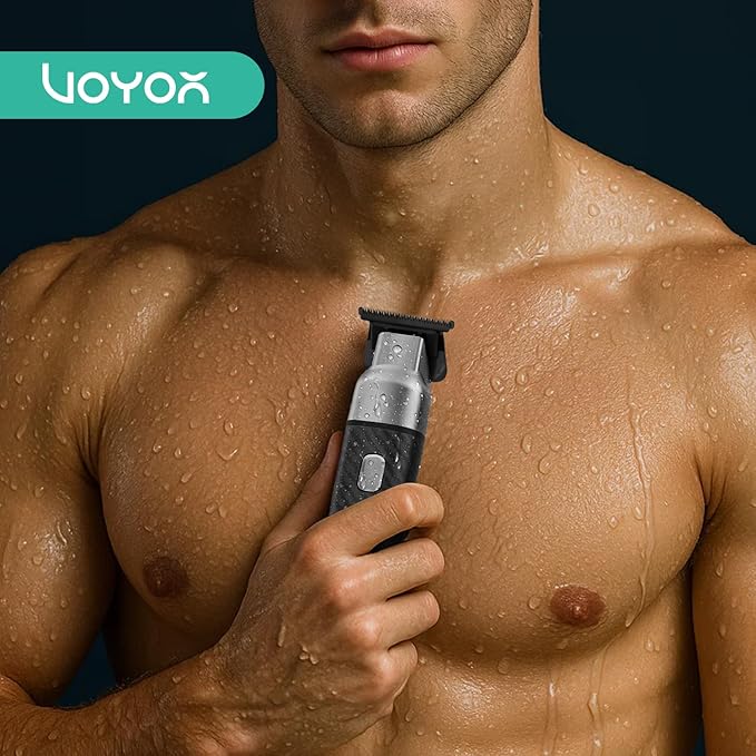VOYOR Body Hair Trimmer for MenElectric RazorVersatile Groin &amp Body TrimmerWaterproof and Cordless Shaver Manscaper for Men USB-C Charging GroomerCeramic Blade Razor Male Grooming HT310 (Bla