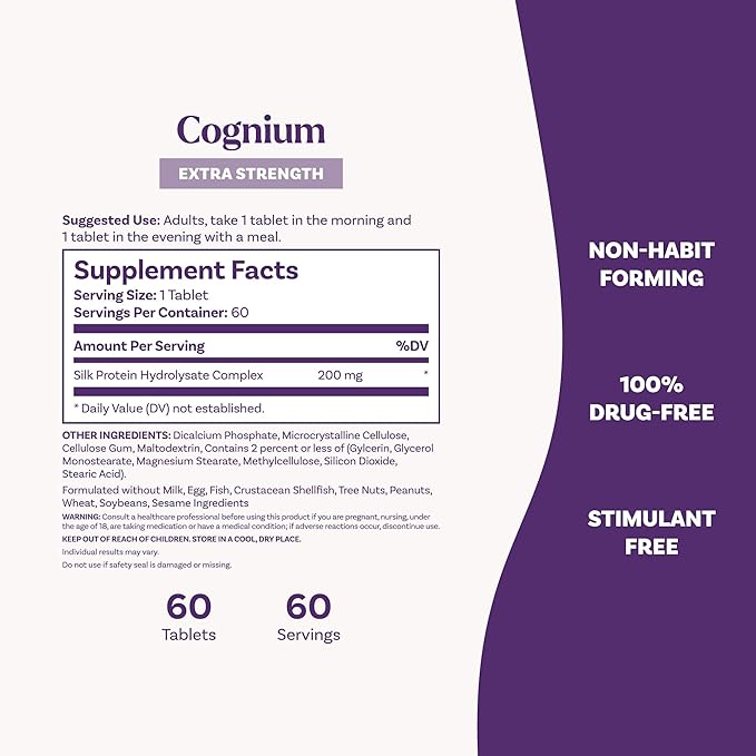Natrol Cognium Memory Extra Strength Brain Health Supplements for Adults Brain Memory Supplements Enhances Mental Agility in Healthy Adults 60 Tablets Up to a 30 Day Supply