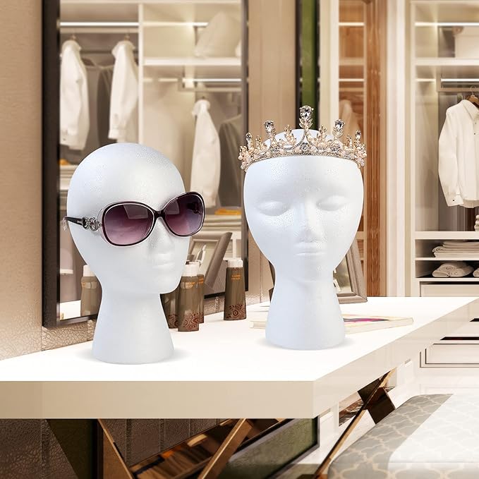 BALABALA 3 Pcs Foam Wig Head Female Styrofoam Mannequin Hairpieces Stand Holder Cosmetics Model Head Wig Display for Style Model Display Hair Hats Hairpieces Mask  Salon and Travel