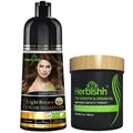 Herbishh Light Brown 3 In 1 Hair Dye Shampoo 16.9 Fl Oz &amp Argan Oil Mask 28.2 Fl Oz Combo - Champu Para Canas Mujer - Hair Dye Shampoo for Men &amp Women - Hair Mask For Moisturizer Dry Damaged