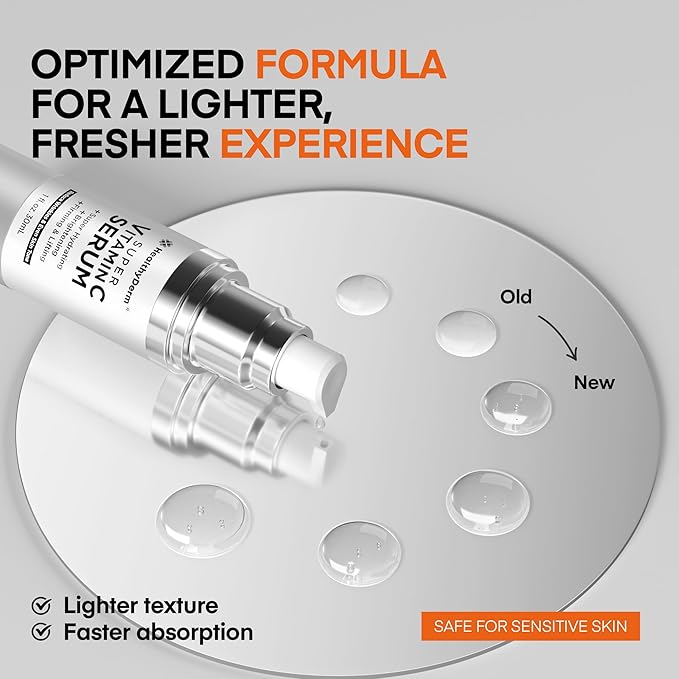 Super Vitamin C Serum for Women Over 70: Niacinamide Vitamin C Hyaluronic Acid Peptides Vitamin E Caffeine Bakuchiol Hydrating Lifting Face Wrinkle &amp Age Spots Reduction