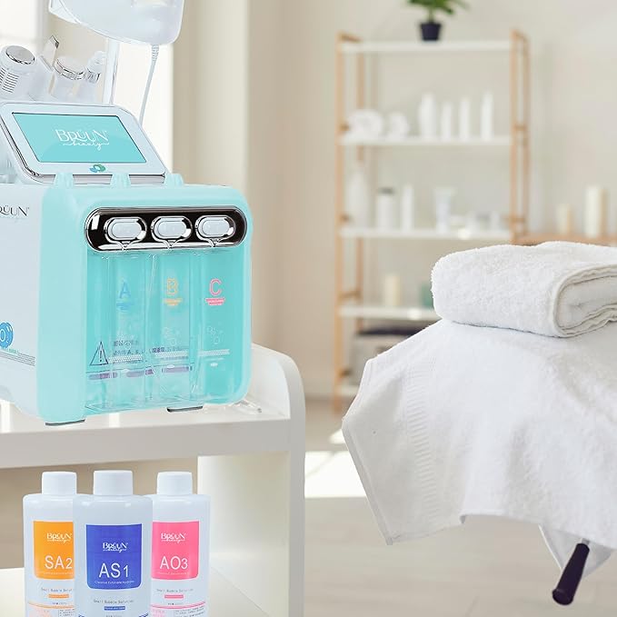 BR?UN Hydrogen Oxygen Facial Machine Serums for Facial Cleansing ? A Pack of 400ml 3 Aqua Peeling Solution AS1 SA2 and AO3 ?Skin Care Hydra Solution for Vacuum face Cleaning Jet for Home and Spa