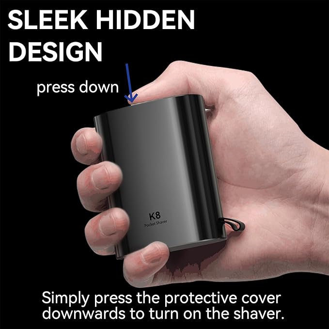 Mini Electric Shaver for Men Portable Magnetic Dual-Head Rotary Pocket Electric Razor for Face IPX7 Waterproof Wet &amp Dry USB-C Rechargeable for Home Car Travel K8Black