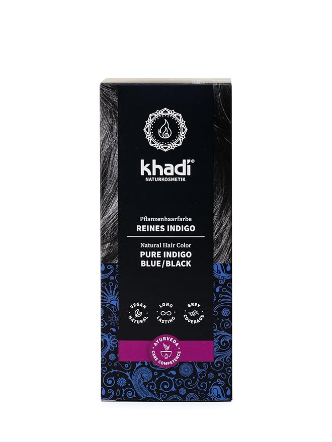 khadi BLUE BLACK Natural Hair Color - Let your hair shine in a mysteriously deep blue-black hue - 100% herbal &amp natural - 3.5 oz