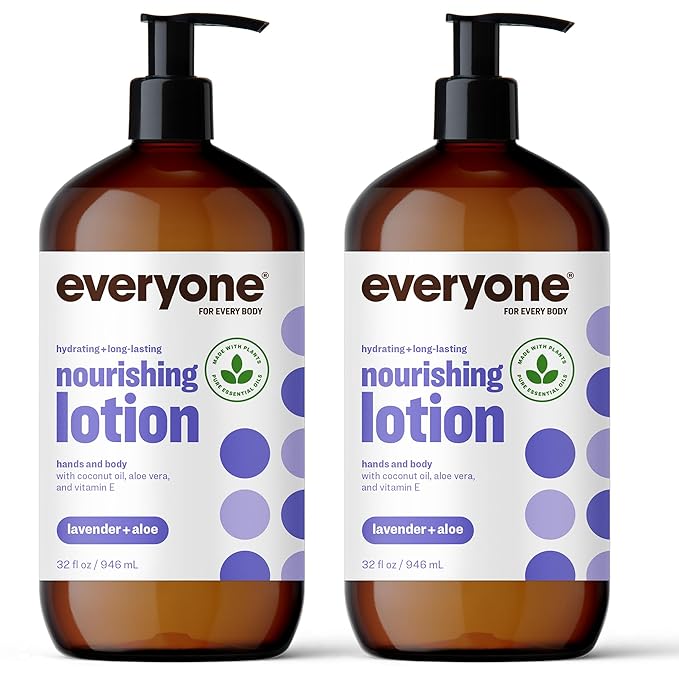 Everyone 2-in-1 Lotion for Hands/Body 32 ounce (Pack of 2) Lavender and Aloe made with Essential Oils for Men and Women