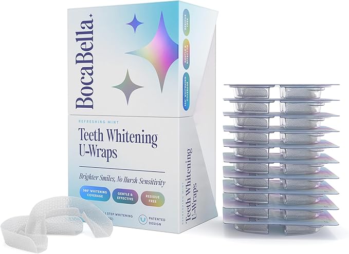 Teeth Whitening U-Wraps ? 10 Treatments ? 15% Hydrogen Peroxide Enamel-Safe No Harsh Sensitivity ? Patented Strip Design with Aloe Calendula &amp Peppermint ? Fast Even Whitening