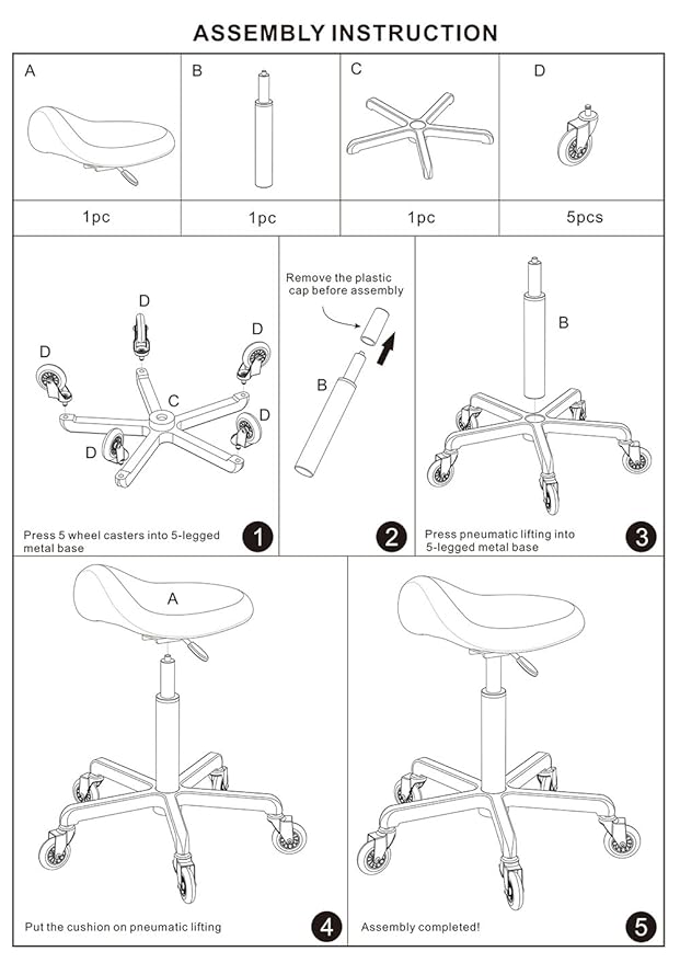Professional Saddle Stool with Wheels Ergonomic Swivel Rolling Height Adjustable for Clinic Dentist Beauty Salon Tattoo Home Office (Grey)