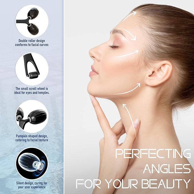 Yeamon Gua Sha Facial Tools and Face Roller Set Facial Massage Tool for Women?™s Skincare RoutineCooling Stainless Steel Face Sculpting Eyes Roller Guasha for Daily Use or Self-Care Gift for Women