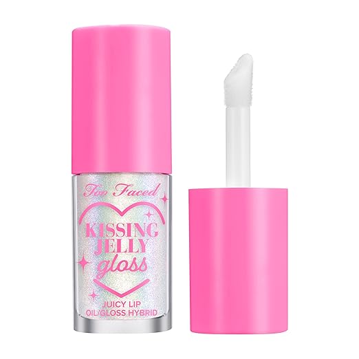 Too Faced Kissing Jelly Lip Oil Gloss | Hydrating Lip Oil + Gloss Hybrid for Instant Moisture and Shine 0.15 Fl Oz
