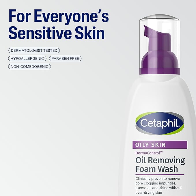 Cetaphil Pro Oil Removing Foam Wash Foaming Facial Cleanser Fragrance Free Formula Suitable for Sensitive Skin 8 Fluid Ounce (Pack of 3)