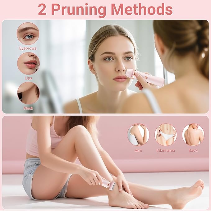 Bikini Trimmer for Women &amp Men - 2 in 1Replaceable Painless Electric Razor for Body &amp FaceWireless Portable Trimmer for Women Wet &amp Dry Electric ShaverIPX7 WaterproofUSB Rechargeable