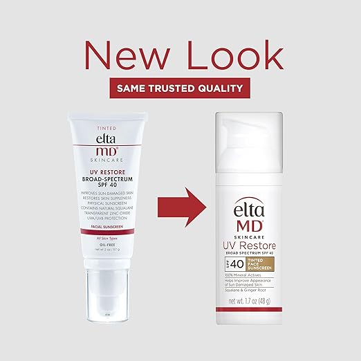EltaMD UV RestoreFace Sunscreen SPF 40 Mineral Sunscreen for Sun Damaged Skin Repair Anti-Aging Zinc Oxide Sunscreen Formula