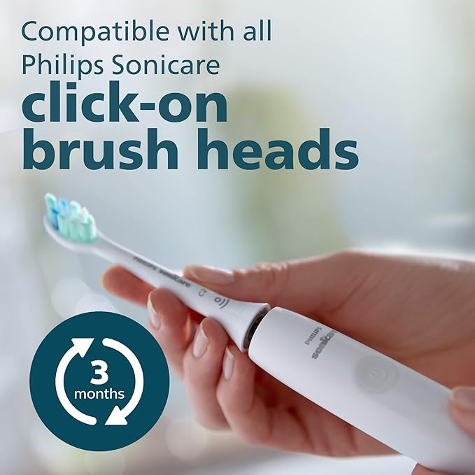 Philips Sonicare 4100 Rechargeable Electric Toothbrush with Pressure Sensor 2 Intensity Settings SmarTimer and QuadPacer 14-Day Battery Life White Model HX3681/23