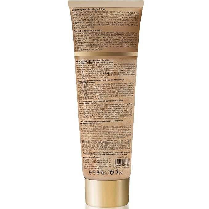 Premier Dead Sea Classic Para-Pharmaceutical Exfoliating Cleansing Micro Grains Face Facial Gel Cleanser scrub Contains Dead Sea Minerals non drying Aromatherapy Scientific Concept 4.25Fl oz (X1)