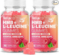 2 Pack HMB and L-Leucine Gummies 3000mg HMB and Leucine Amino Acid for Muscle Growth Muscle Mass Muscle Relief and Fast Workout Recovery for Men &amp Women Sugar-Free Raspberry Flavor 120 Cou
