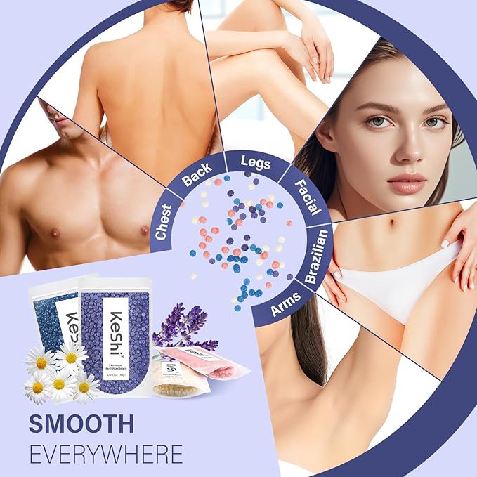 KeShi Waxing Kit Painless Hair Removal Wax Warmer with 6 Bags Hard WaxBeans for Full Body Legs Face Eyebrows &amp Bikini? Ideal for Both Women &amp Men