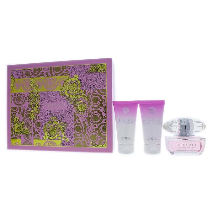 Versace Versace Bright Crystal Women Giftset (Eau De Toilette Spray Perfumed Bath and Shower Gel Shimmering Body Gel)