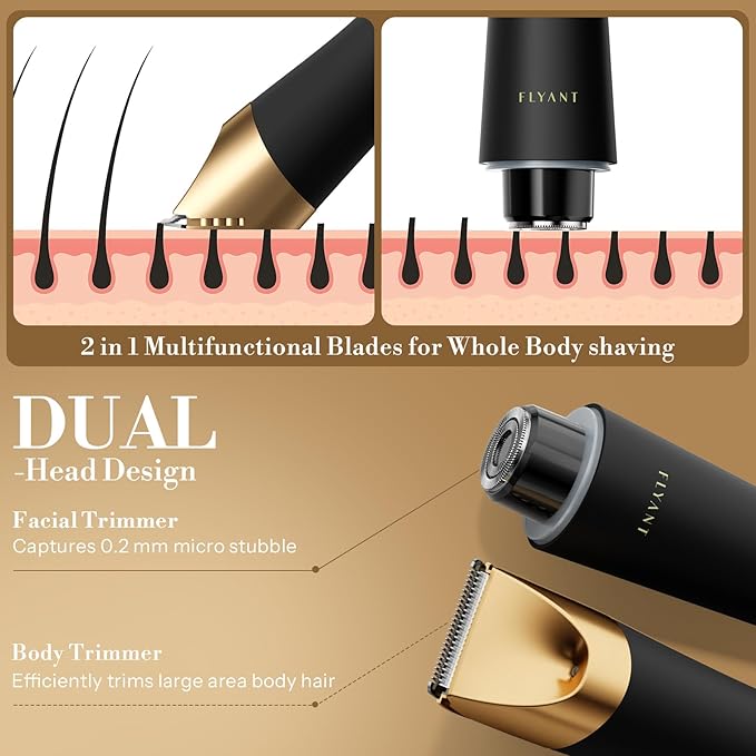 Bikini Trimmer for Women 2 in 1 Electric Shaver for Women Bikini RazorWaterproof IPX7 with LED Pubic Hair Trimmer for Leg Arm Underarm Bikini Area Pull Bows Gift Box for Friends(Black Gold)