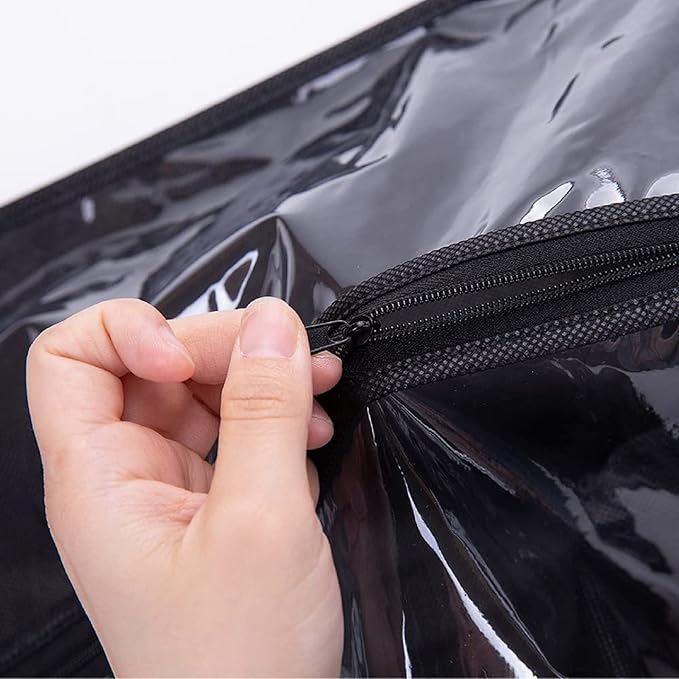 10 Packs 31.5in Extra Long Hair Extensions Storage Bag Folding Wig Bags Dust Proof Wigs Carrier Bags with Strong Durable Zipper for Home Salon Organizer (Black)