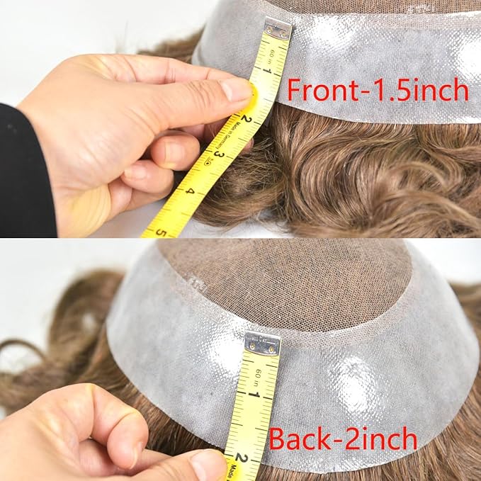 Men?™s Toupee 10x8inch Hair Pieces for Men 100% European Virgin Human Hair Replacement System Natural Hairline Topper AU Middle Lace with PU around (#2 color)