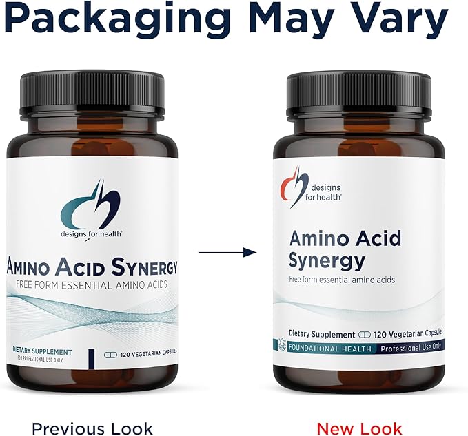 Designs for Health Amino Acid Synergy - Vegetarian Essential Amino Acids Supplement with BCAAs Alpha-Ketoglutarate Methionine + B6 (P-5-P) - Support for Athletes + Muscles (120 Capsules)