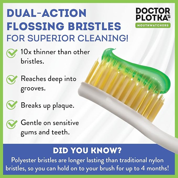 MOUTHWATCHERS Soft Flossing Toothbrushes for Adults Value 6 Pack Ultra Clean Manual Toothbrush Set for Sensitive Teeth &amp Gums by Dr. Plotka Assorted Colors
