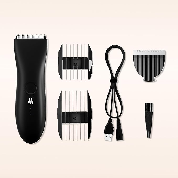 MERIDIAN The Trimmer Original - Body Hair Trimmer for Men Electric Shaver for Pubic Hair Chest Legs &amp Bikini Waterproof &amp Rechargeable Onyx