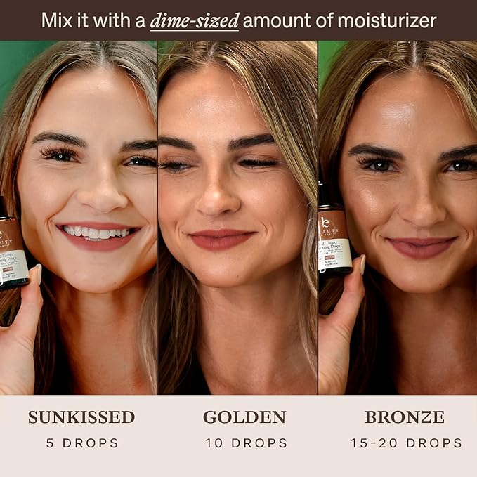 Self Tanning Drops for Face - USA Made with Organic &amp Natural Ingredients Bronzing Face Tanning Drops with Aloe Vera Non Toxic Self Tanner for Sunless Fake Tan &amp Natural Glow Cruelty &amp