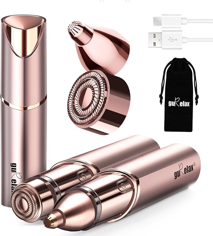 Facial Hair Remover for Women(Gen 3 Pro) Eyebrow Facial Trimmer Luxury 2 in1 Hair Removal Device for Face Lip Nose with Replacement Heads