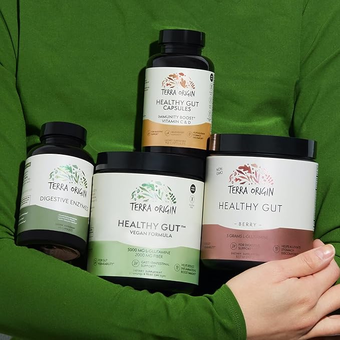 Healthy Gut Vegan Formula | with L-Glutamine and Clinically Proven ingrediens | Supports Gut Permeability gastrointestinal Support Helps Alleviate Stomach discomfort and Boost Immunity*