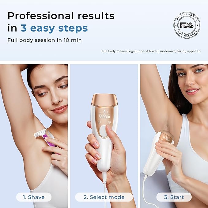 Ice Cool Laser Hair Removal for Women &amp Men 9-Level Permanent Painless IPL Hair Remover Device for Body Face Legs Armpits Bikini Line At-Home Use