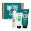 Men Rock Routine Goals Essential Grooming Kit - Mens Face Care Set - Aftershave for Men - Face Moisturizer - Hair and Body Wash Shampoo - 3 Pc