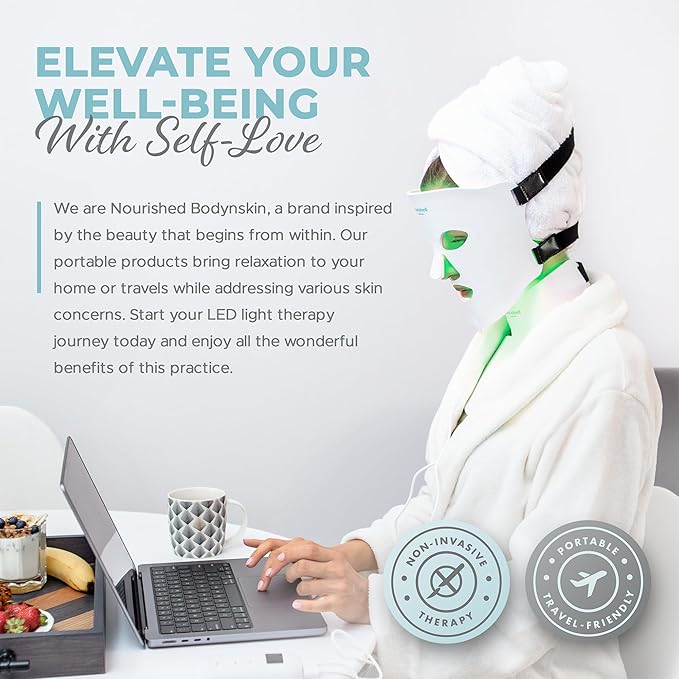 LED Light Therapy Face &amp Neck Mask - Facial Skin Care Device - 7 Colors Red &amp Blue - Rejuvenation Anti-aging Product for Wrinkles