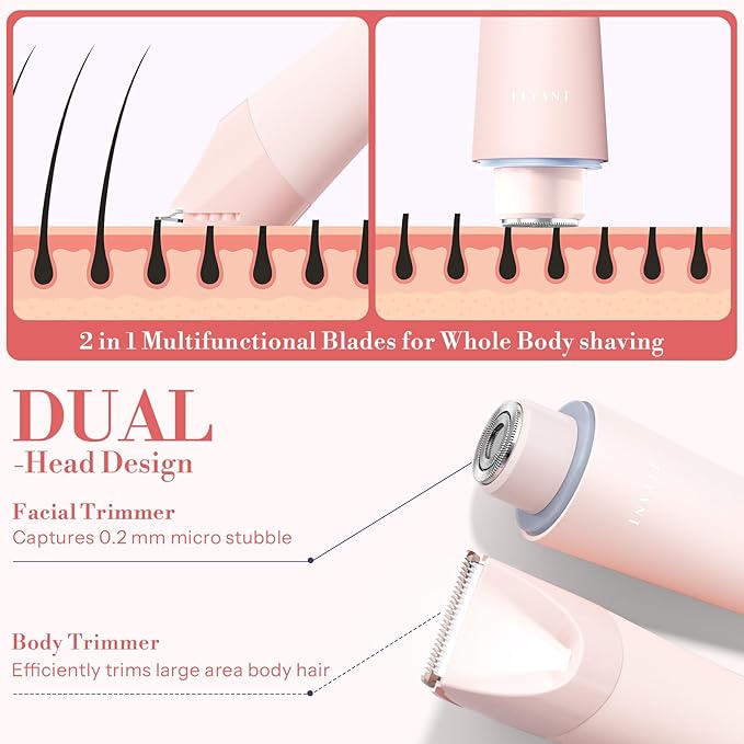Bikini Trimmer for Women 2 in 1 Electric Shaver for Women Pubic Hair Trimmer Waterproof IPX7 with LED Bikini Razor for Leg Arm Underarm Bikini Area Pull Bows Gift Box for Friends (Rose Pink)