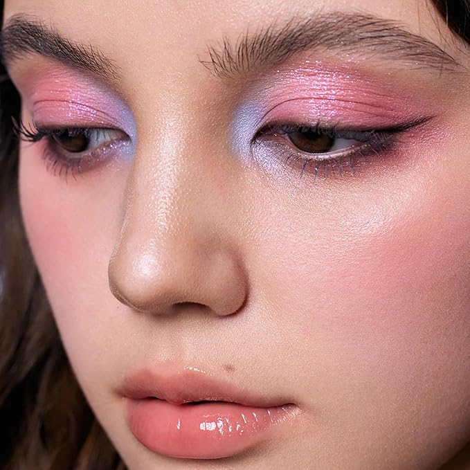 Flower Knows Shell's Jewel 6-Color Makeup PalettePink Blue Eyeshadow with 4 Matte + 2 Shimmer ShadesBlendable Smooth Cute Eye Makeup0.23 Oz(02 Mermaid's Tears)