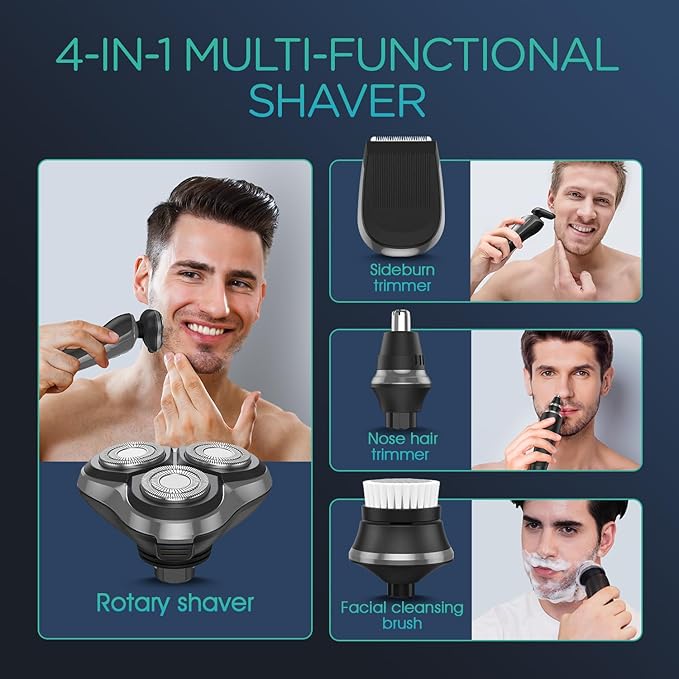 VOYOR Electric Razor for Men Cordless Shavers for Shaving with face sideburn Nose Ear Hair ?Rechargeable Wet Dry Waterproof TX410 New (New Version-Grey)