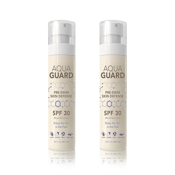 AQUA GUARD Beauty Pre-Swim Skin Defense | Prevents Dry Itchy Skin | Protects from Pool Chemicals | Hydrating Formula | Made in California | Paraben Phthalate &amp Gluten-Free (2-Pack)