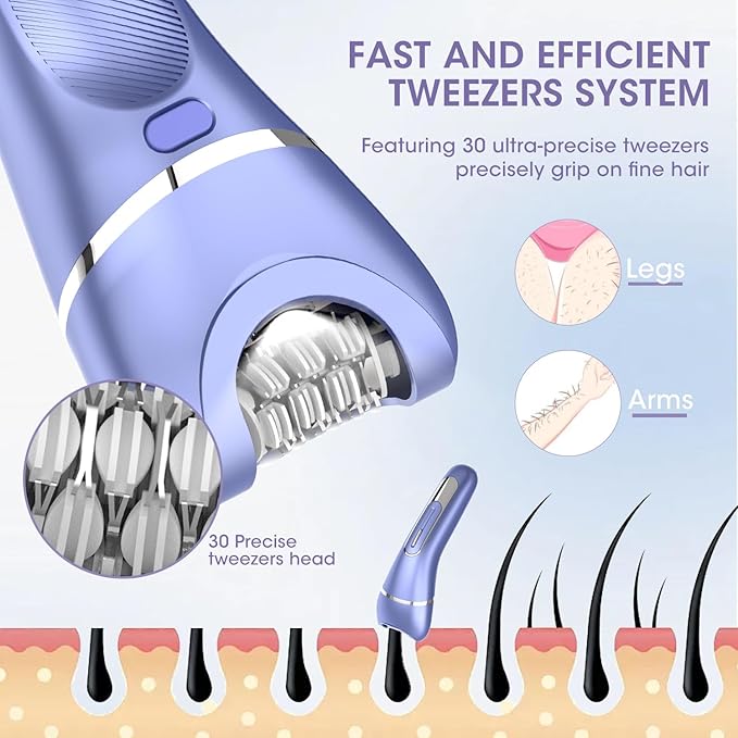 Electric Shavers for Women 7 in 1 Hair Removal Kit with Epilator Bikini Trimmer Face Razor Body Brush Face Massager Foot Callus Remover IPX7 Waterproof Lady Razors Set for Legs Armpit Bikini Pubic