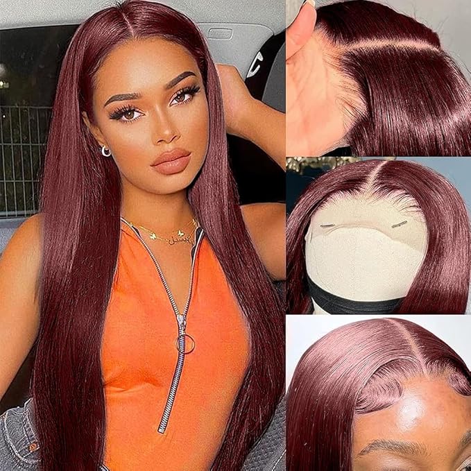 250 Density Ginger wig human hair Straight Lace Front Wigs Human Hair Pre Plucked 13x4 HD Transparent Lace Front Wigs Human Hair for Women Reddish Brown Lace Front Wigs HumanHair 22Inch