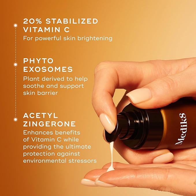 Medik8 C-Tetra Advanced - Balancing Plumping Hydrating Daily Vitamin C Serum with Hyaluronic Acid Squalene - Smooths Fine Lines Wrinkles - 1.0 oz