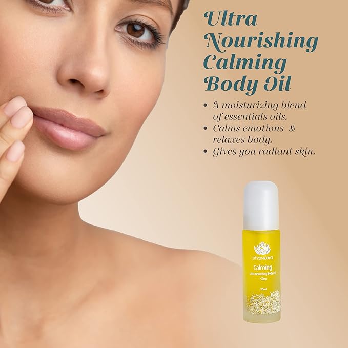 Shankara Calming Body Oil for Women and Men with Avocado Sesame Almond Jasmine Vetiver and Borage ? Perfect Moisturizing Body Oil for Relaxing Mind and Body. (30ml/1 bottle)