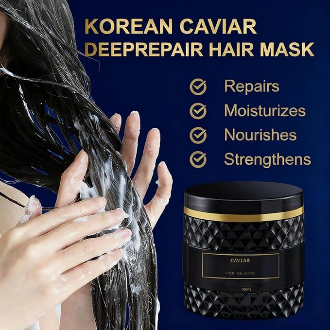 Caviar Bloom Deep Repair Hair Mask with Caviar Extract &amp Keratin Intensive Moisturizing Treatment | Replenishes Dry Coarse Damaged &amp Frizzy Hair | Reduces Frizz &amp Split Ends (1 PC)