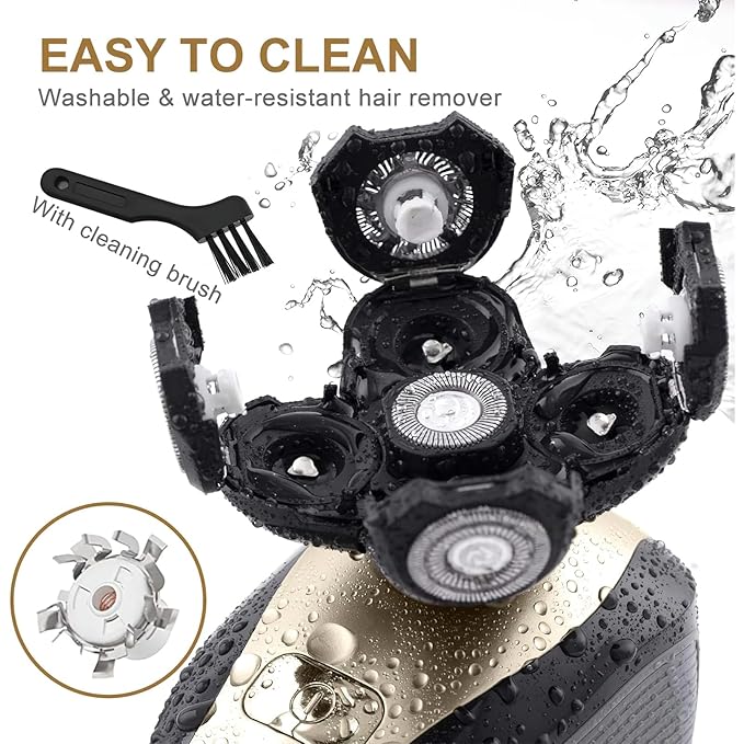 Bald Shavers for Men - Telfun Upgrade 5-in-1 Electric Head Shavers for Bald Men 100% Waterproof Cordless Razor Wet/Dry Shaving 5 Dual Track Heads Mess-Free Hair Capture